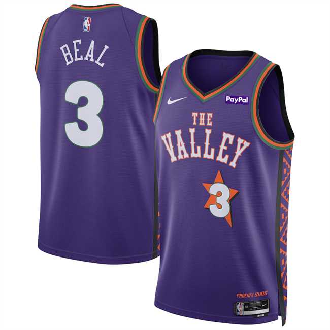 Mens Phoenix Suns #3 Bradley Beal Purple 2024-25 City Edition Stitched Jersey Dzhi->->NBA Jersey